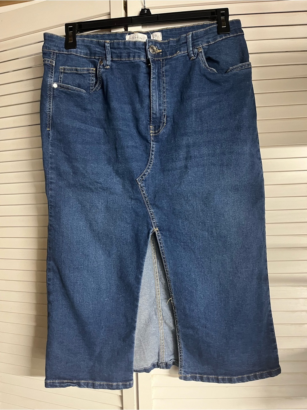 Vintage Serra Blue Denim Skirt with Front Button - Picture 2 of 9